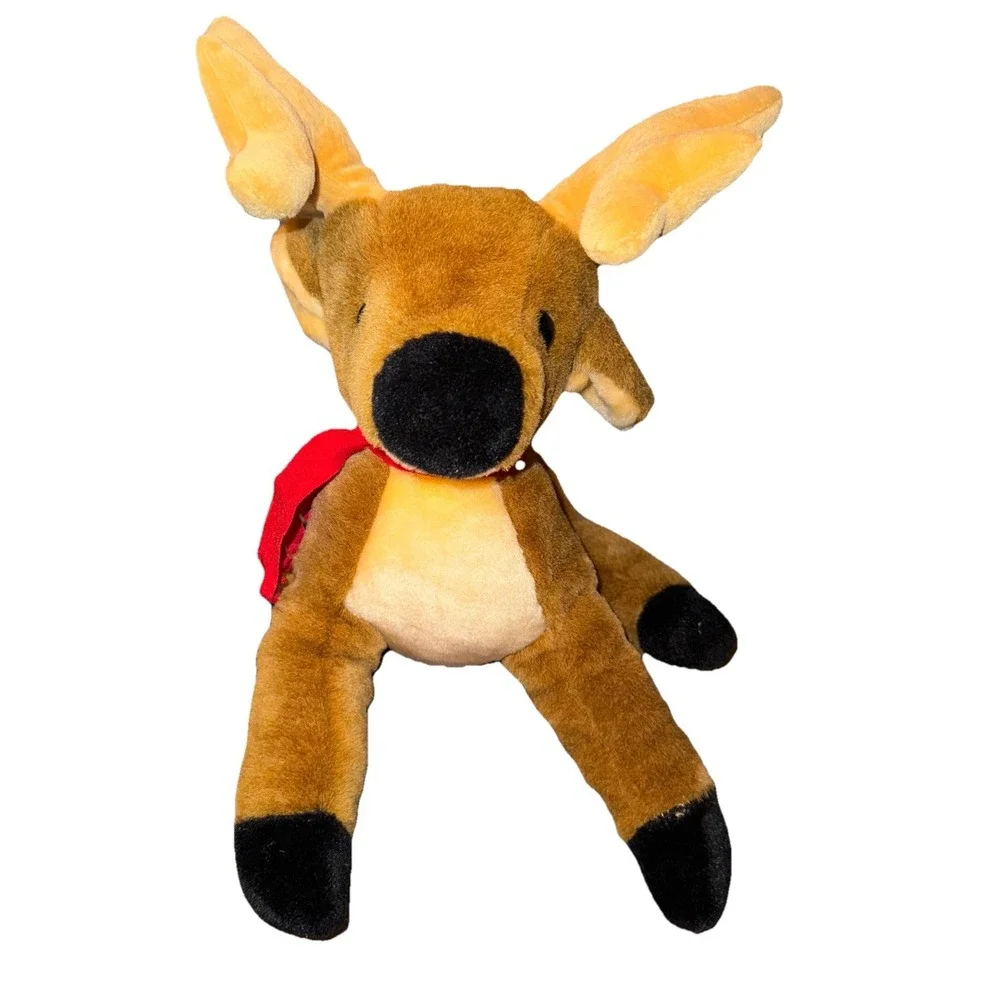 Angle Toy Reindeer Deer Plush Red Scarf Stuffed Animal Realistic Xmas Toy 12